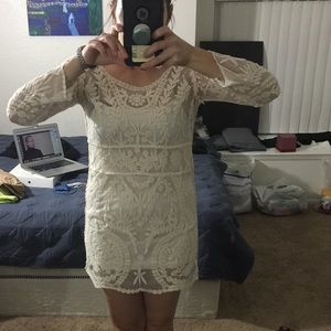 white lace long shirt